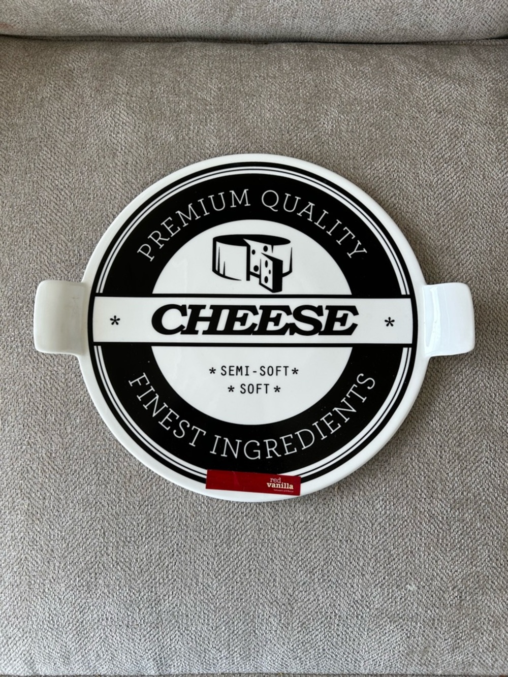 Cheese Round Serving Platter - Black & White